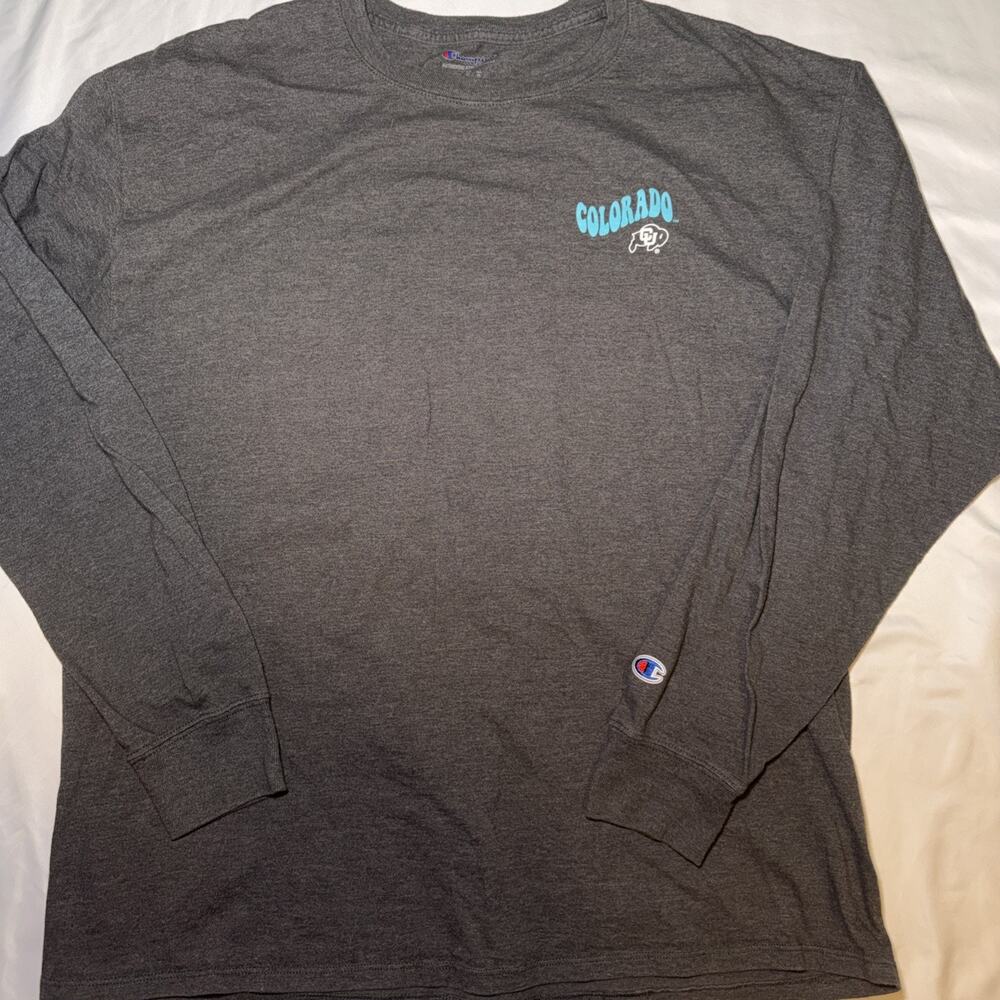 Champion Authentic University of Colorado Men's Gray T-Shirt Long Sleeve Size XL